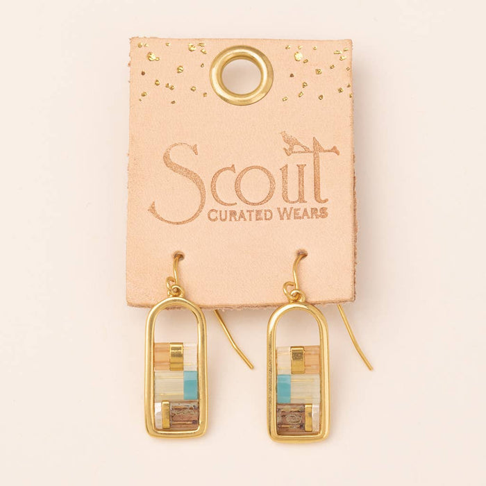 Good Karma Miyuki Frame Earring in Mint/Peach/Gold-Lemons and Limes Boutique