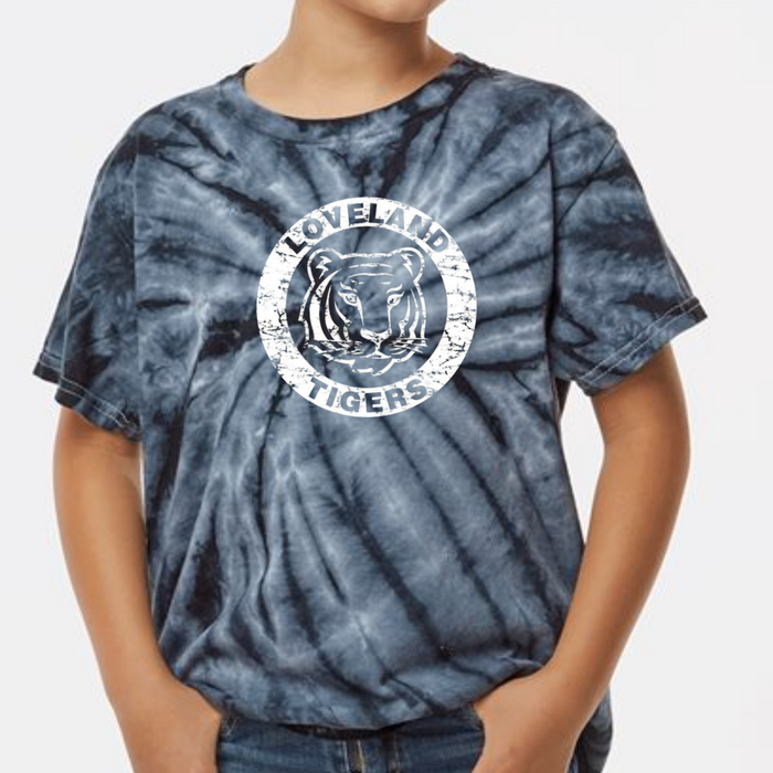 Loveland Tigers Circle Tie Dye Tee- Youth--Lemons and Limes Boutique