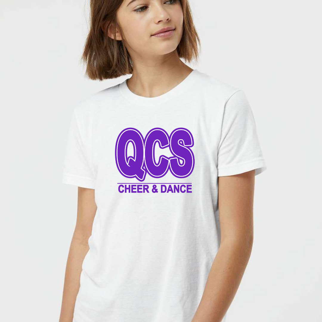 Queen City Cheer Block Short Sleeve Tee: Toddler, Youth and Adult-White-Adult Small-Lemons and Limes Boutique