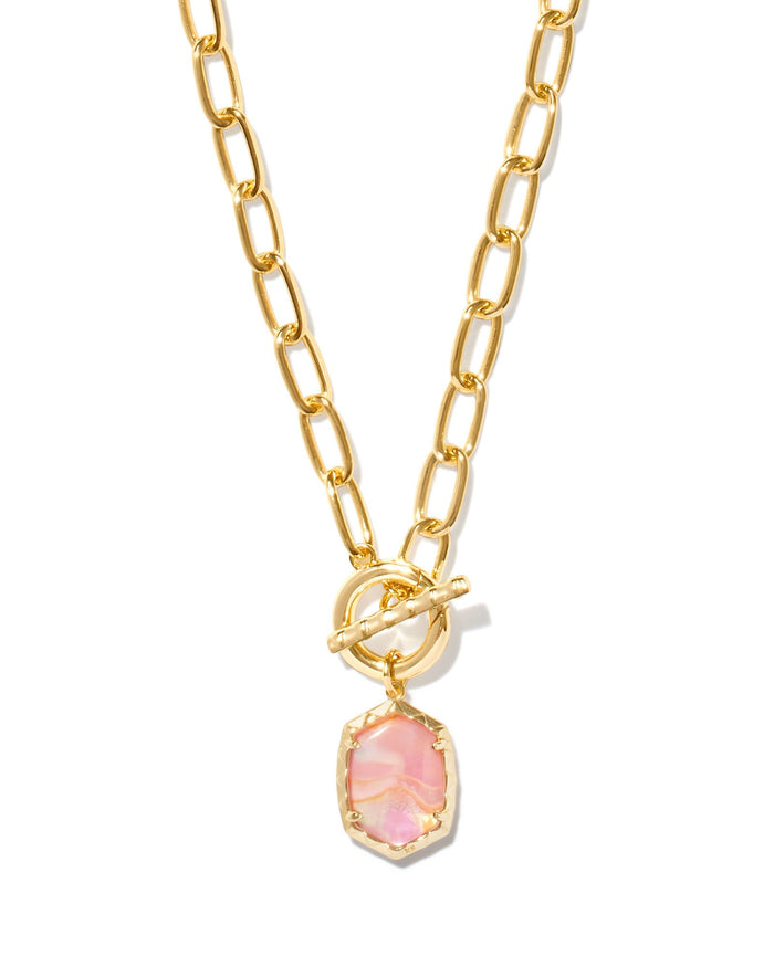 Daphne Link and Chain Necklacein Gold Light Pink Iridescent Abalone by Kendra Scott-Lemons and Limes Boutique