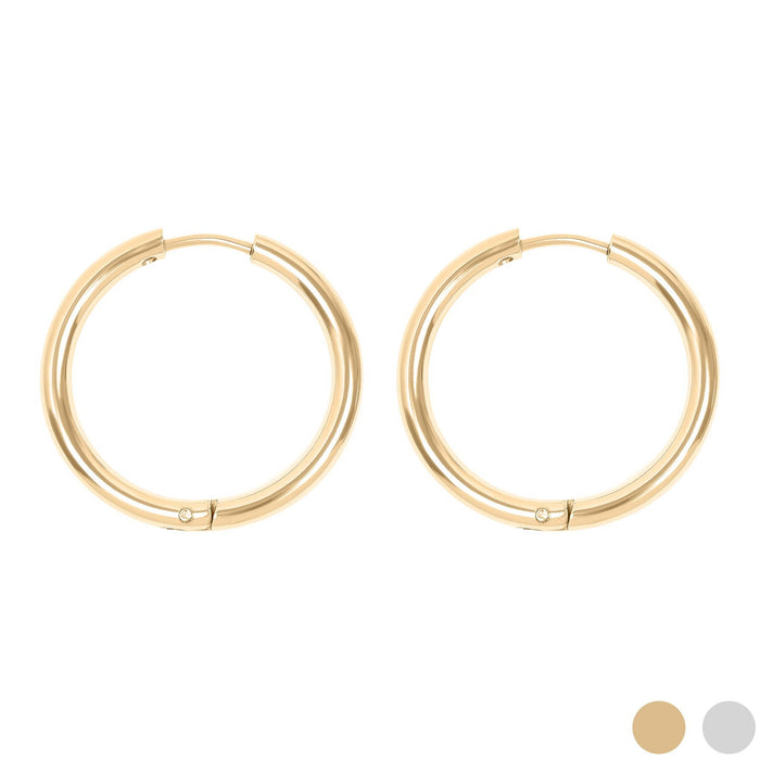 18K Gold PVD Stainless Steel Circle Huggie Hoop Earrings-Lemons and Limes Boutique