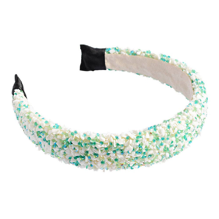 All That Glitters Headband in Teal and White--Lemons and Limes Boutique