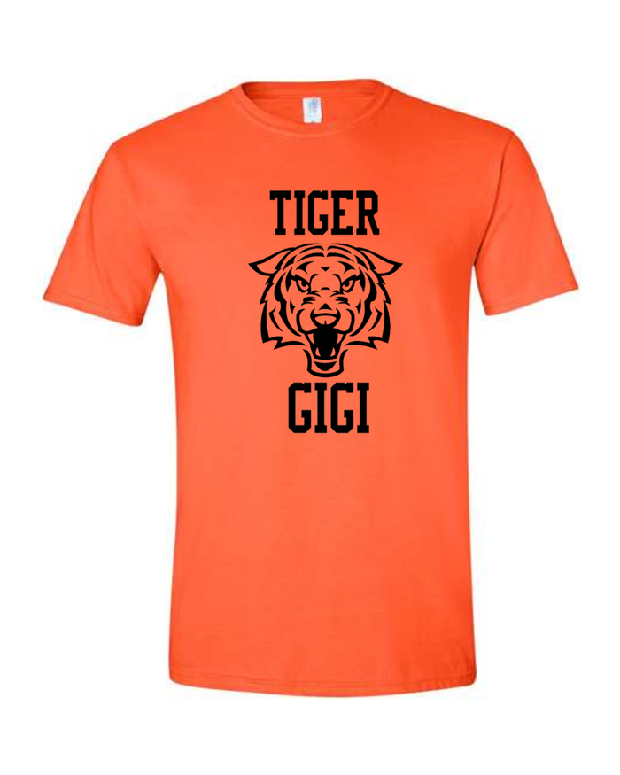 Tiger Gigi on Orange T-Shirt