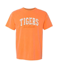 Polka Dot Tigers on Comfort Colors Melon Garment Dyed Tee