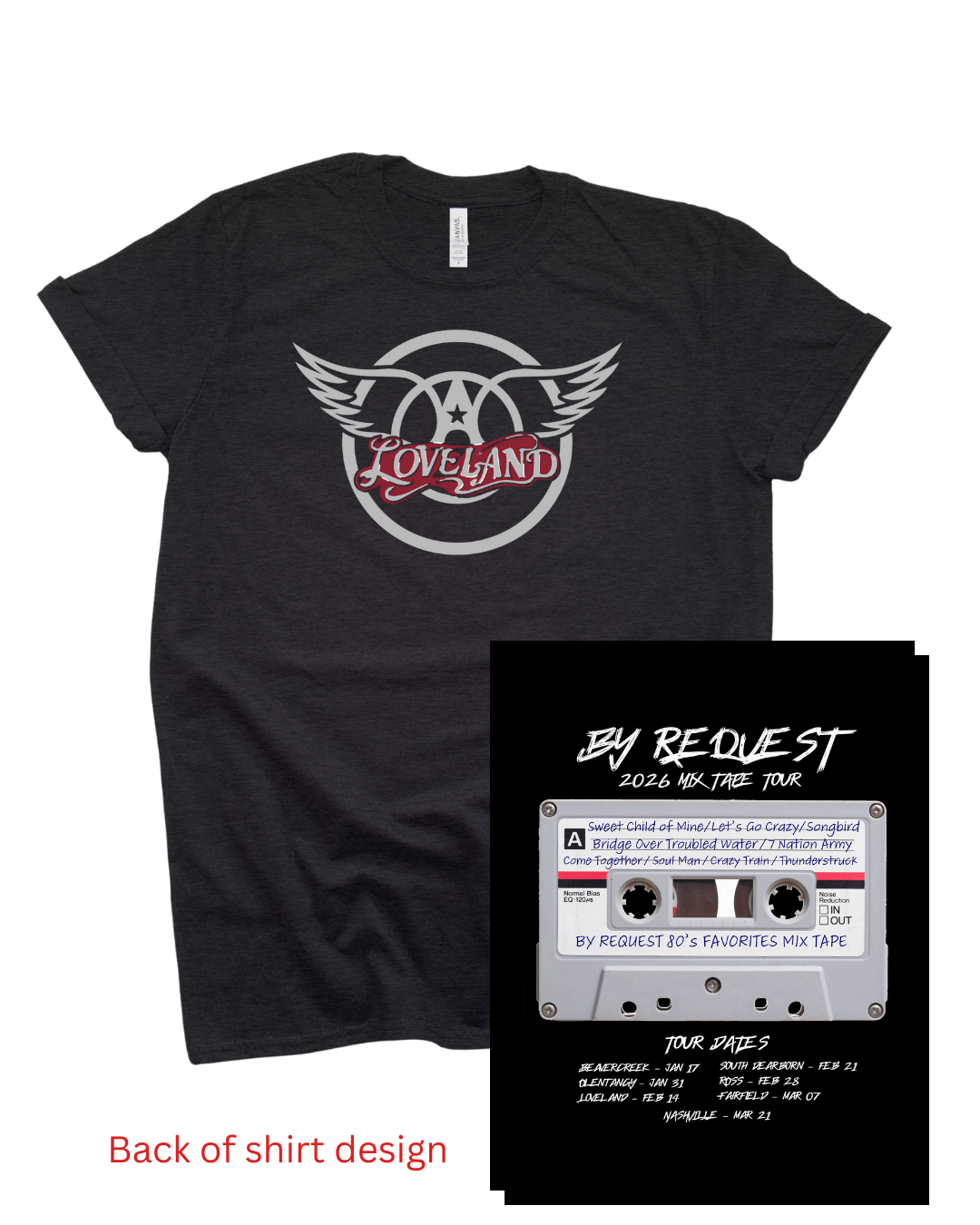 By Request Mix Tape Tour Premium Super Soft Short Sleeve Heather Black Tee (PreOrder)-Lemons and Limes Boutique