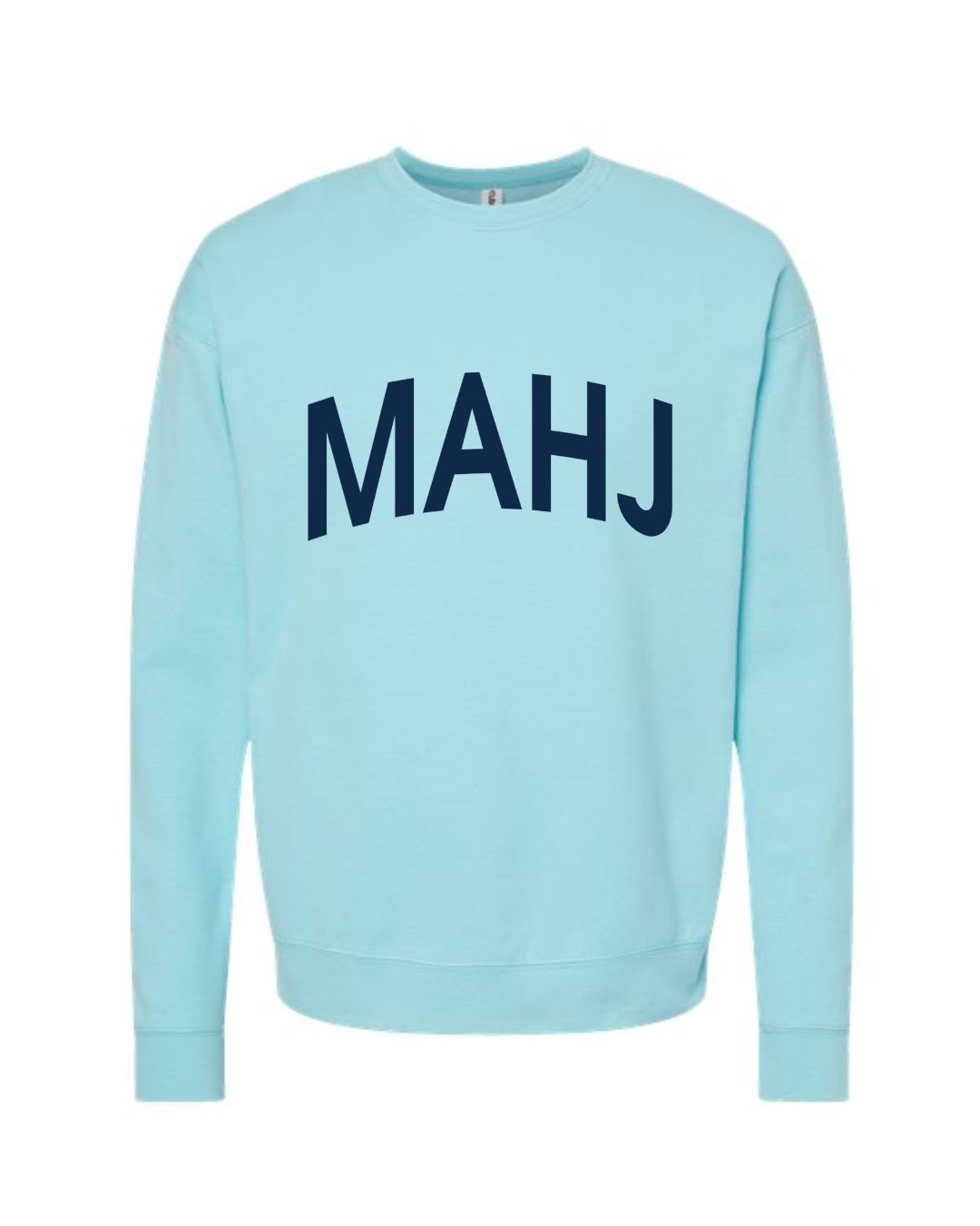 MAHJ in Navy on Ice Blue Crewneck-Lemons and Limes Boutique