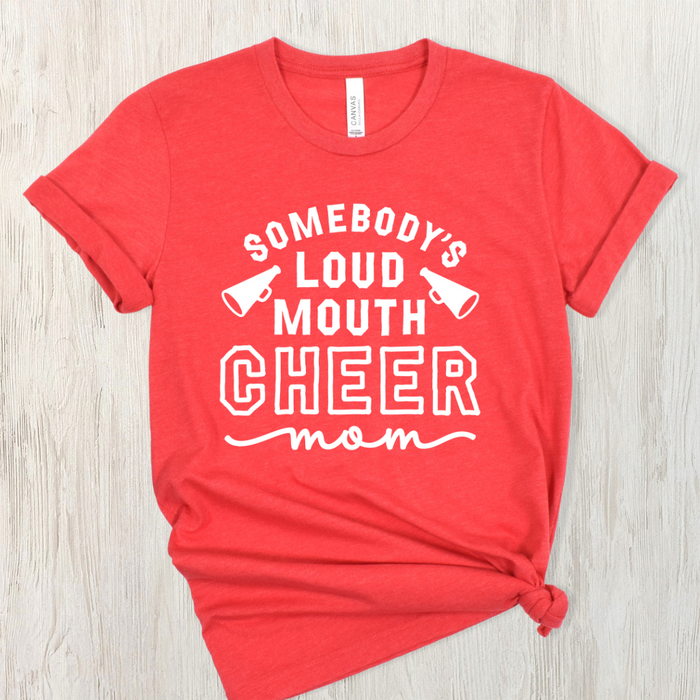 Loud Mouth Cheer Mom Short Sleeve Tee-Lemons and Limes Boutique