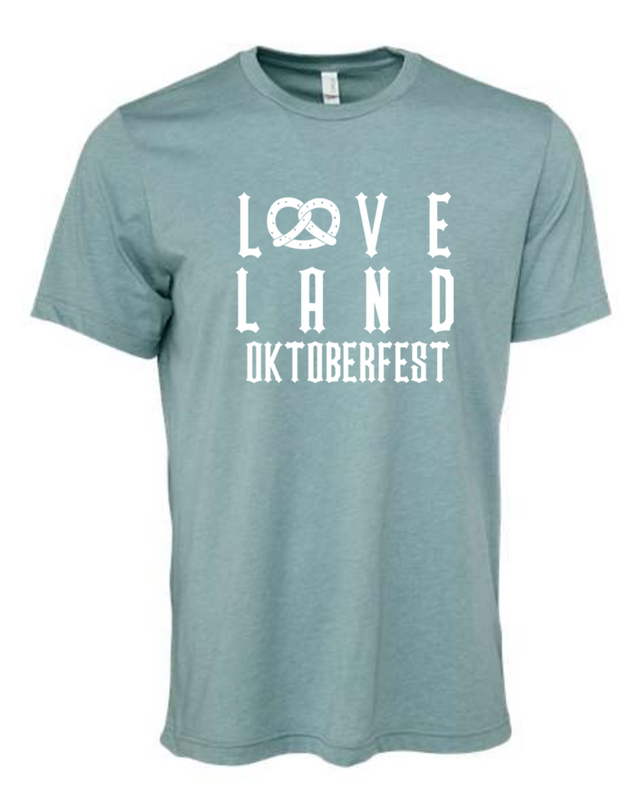 Pretzel Loveland Oktoberfest TShirt on Heather Lagoon - Unisex-Lemons and Limes Boutique
