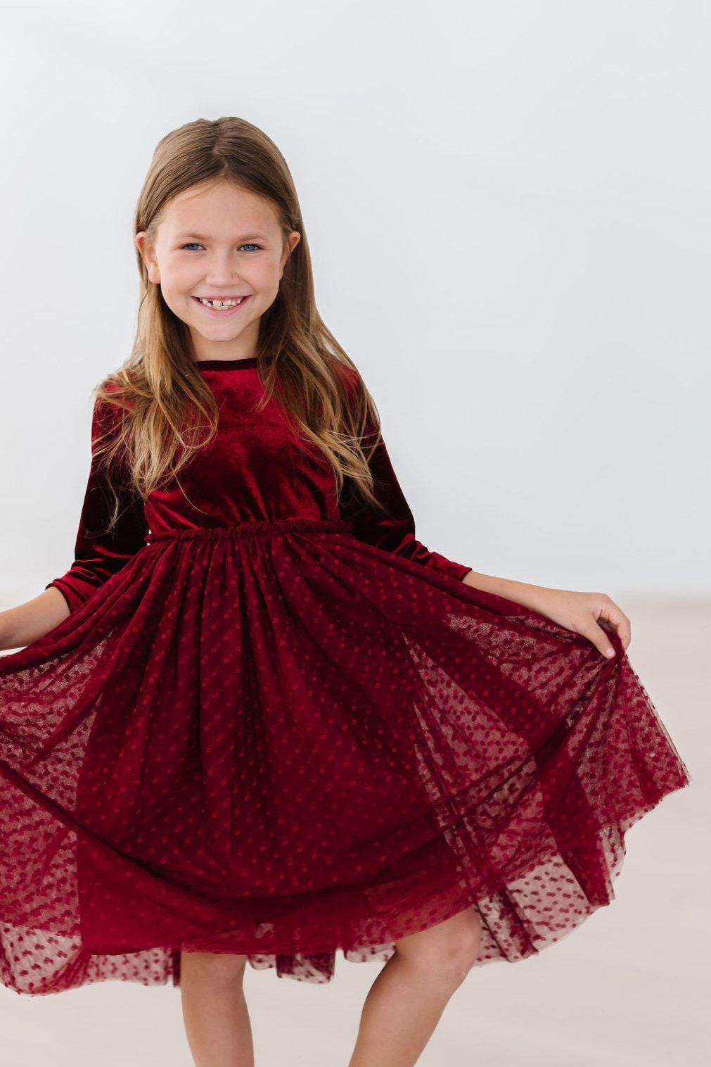 Cranberry Velvet Tutu Dress-Velvet Tutu Dress-Lemons and Limes Boutique