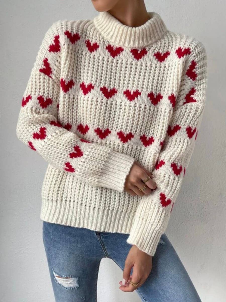 Valentine's Day Pullover Sweater in White--Lemons and Limes Boutique