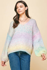 Multi Color Pullover Sweater in Rainbow-Lemons and Limes Boutique