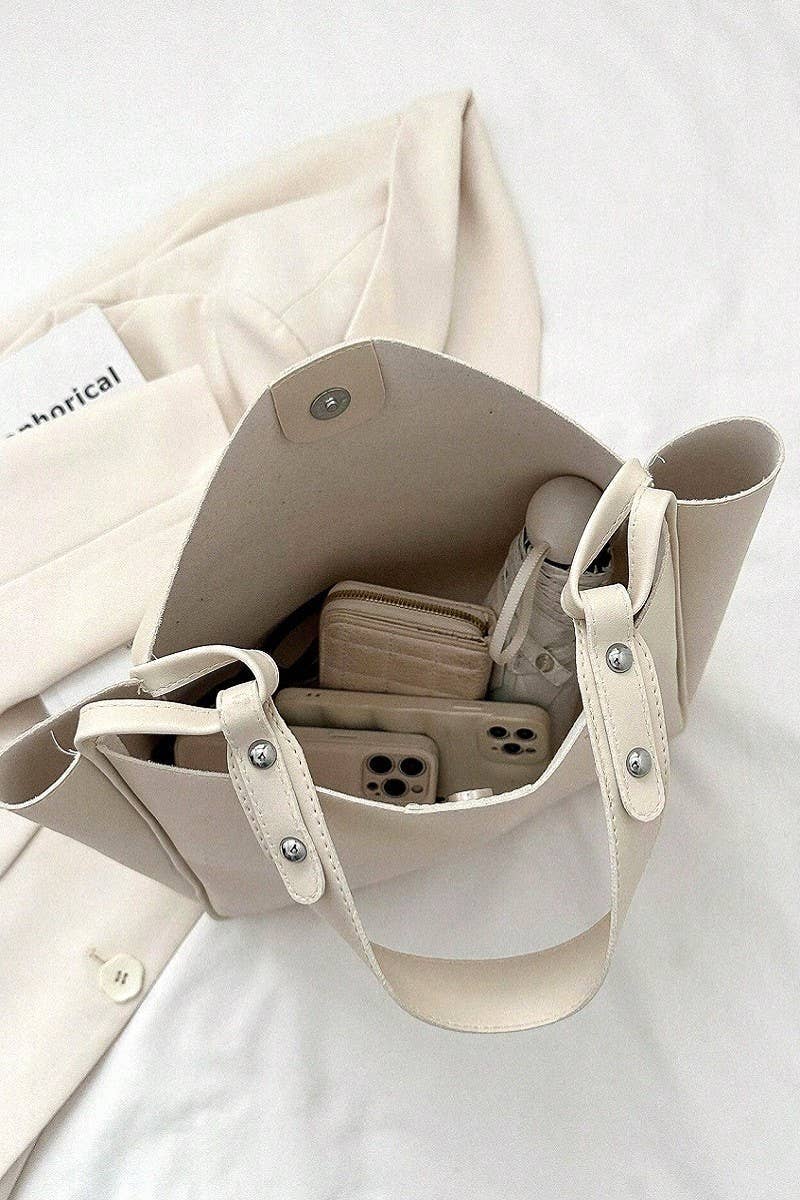 Simple Trendy Vegan Leather Shoulder Pouch Bag-Lemons and Limes Boutique