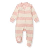Rugby Stripe Organic Cotton Sleep & Play in Pink Sand-Lemons and Limes Boutique
