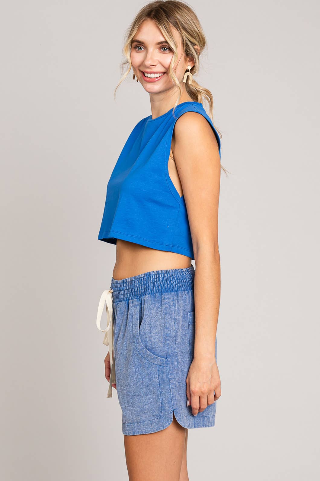 Women's Cotton Slub Casual Shorts in Pink-Lemons and Limes Boutique