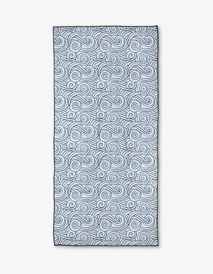 Blue Waves Beach Towel by Geometry-Lemons and Limes Boutique