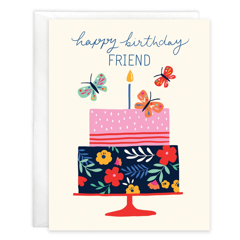 Birthday Greeting Card- Friend Cake