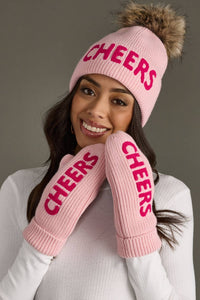 Pink Cheers Knit Pom Hat-Lemons and Limes Boutique