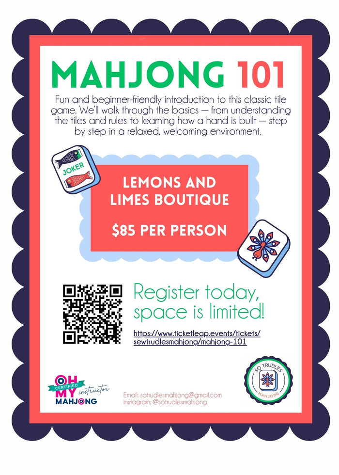 Mahjong 101 Class-Lemons and Limes Boutique