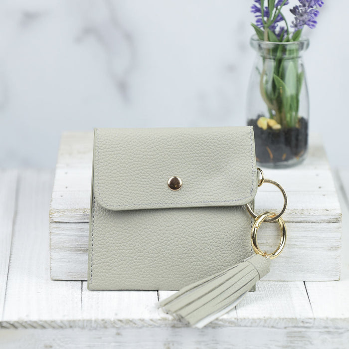 Ella Pouch and Keyring with Tassel-Gray--Lemons and Limes Boutique