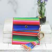 Ella Pouch and Keyring with Tassel-Red Serape--Lemons and Limes Boutique