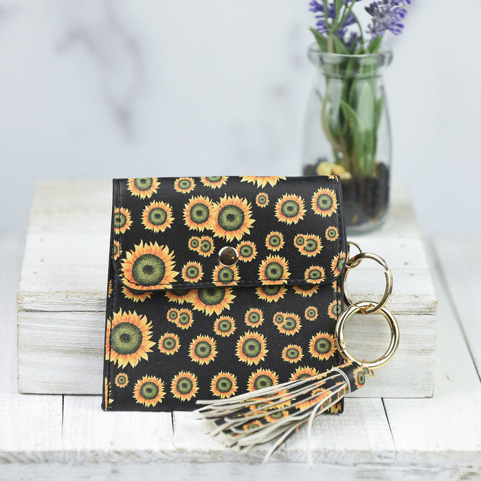 Ella Pouch and Keyring with Tassel-YellowSunflower--Lemons and Limes Boutique