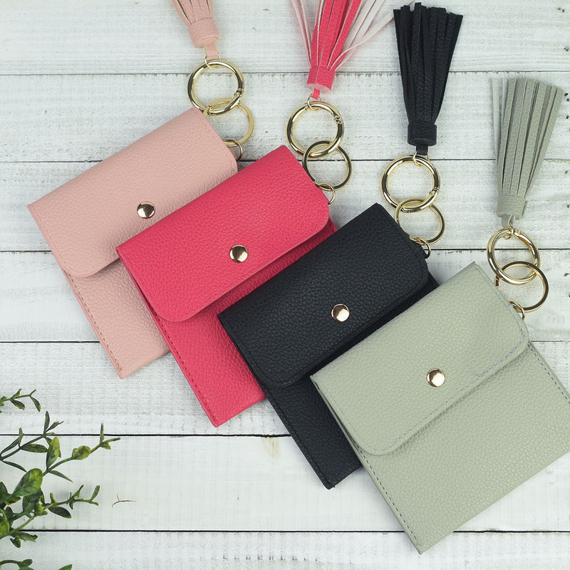 Ella Pouch and Keyring with Tassel-Gray--Lemons and Limes Boutique