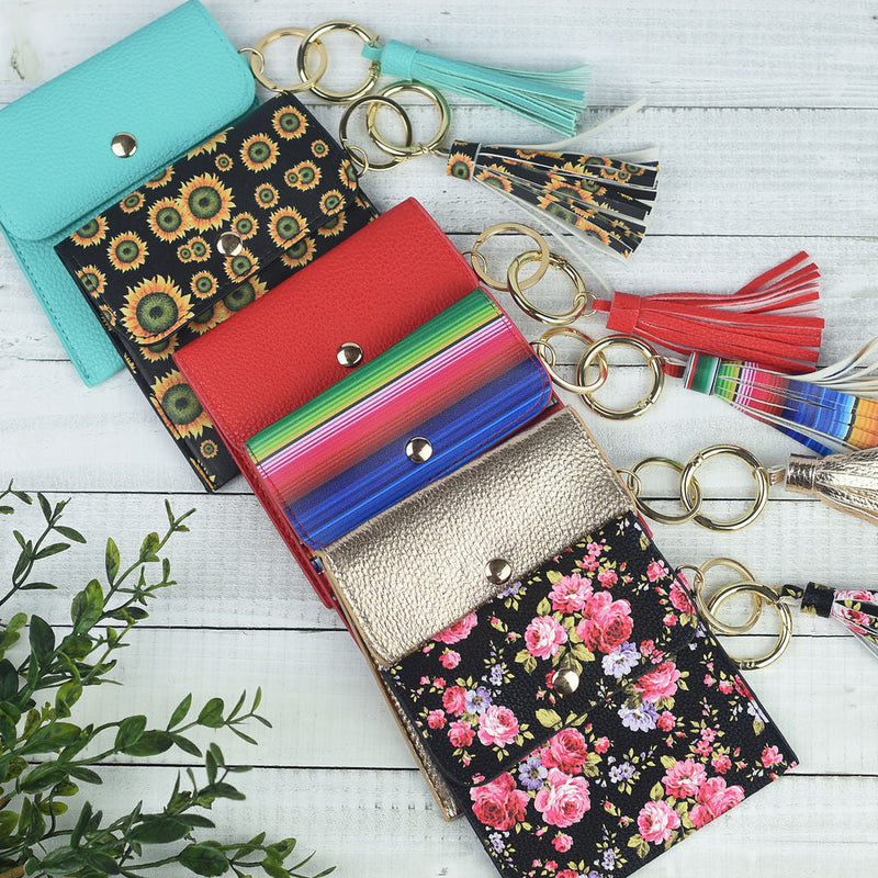 Ella Pouch and Keyring with Tassel-Red Serape--Lemons and Limes Boutique