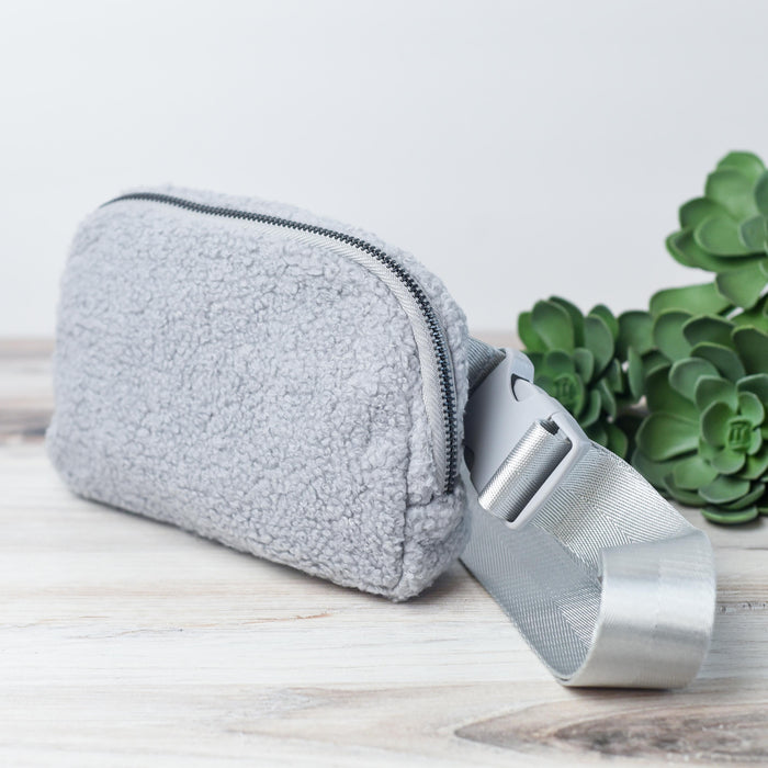 Natasha Sherpa Belt Bag-Gray-Bag-Lemons and Limes Boutique