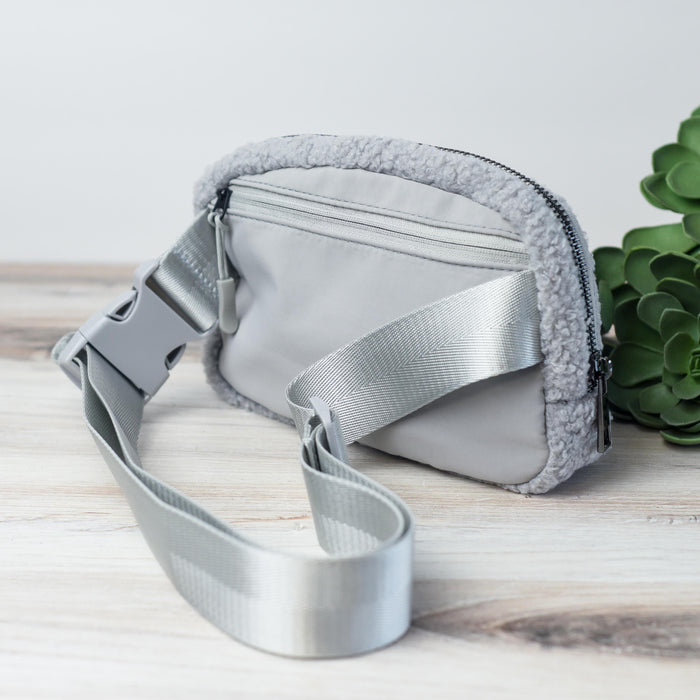 Natasha Sherpa Belt Bag-Gray-Bag-Lemons and Limes Boutique