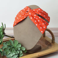 Twist Front Polka Dot Headband-Orange with White Dots-Lemons and Limes Boutique