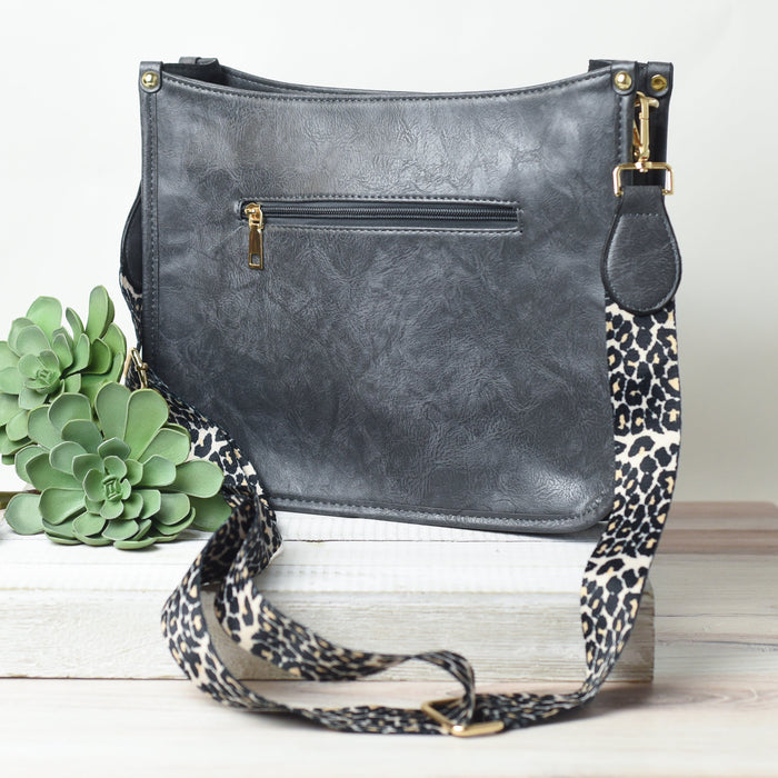 Marlee Leopard Strap Crossbody Purse-Charcoal-Lemons and Limes Boutique