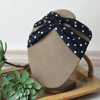 Twist Front Polka Dot Headband-Black with White Dots-Lemons and Limes Boutique