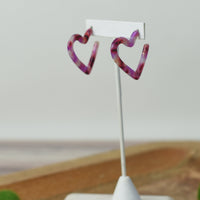 Adalyn Acrylic Heart Hoop Earrings-Purple-Lemons and Limes Boutique