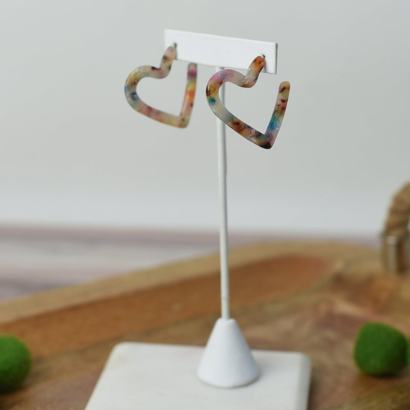 Adalyn Acrylic Heart Hoop Earrings-Multi-Lemons and Limes Boutique