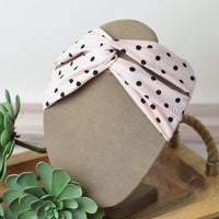 Twist Front Polka Dot Headband-Light Pink With Black Dots-Lemons and Limes Boutique