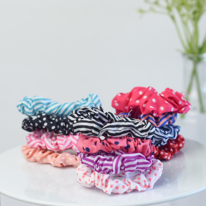 Patterned Cotton Hair Scrunch Sets in Assorted Colors--Lemons and Limes Boutique