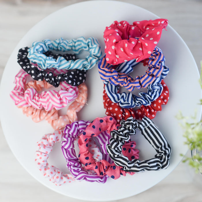 Patterned Cotton Hair Scrunch Sets in Assorted Colors--Lemons and Limes Boutique