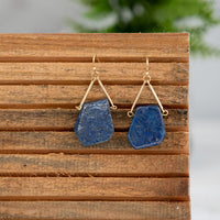 Raw Cut Stone Dangle Earrings-Earrings-Cobalt-Lemons and Limes Boutique