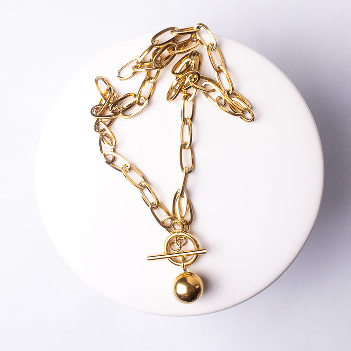 Toggle and Ball Charm Necklace in Gold--Lemons and Limes Boutique