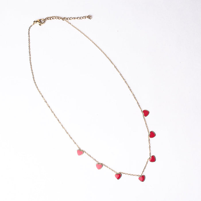 Elise Red Enamel Heart Necklace--Lemons and Limes Boutique