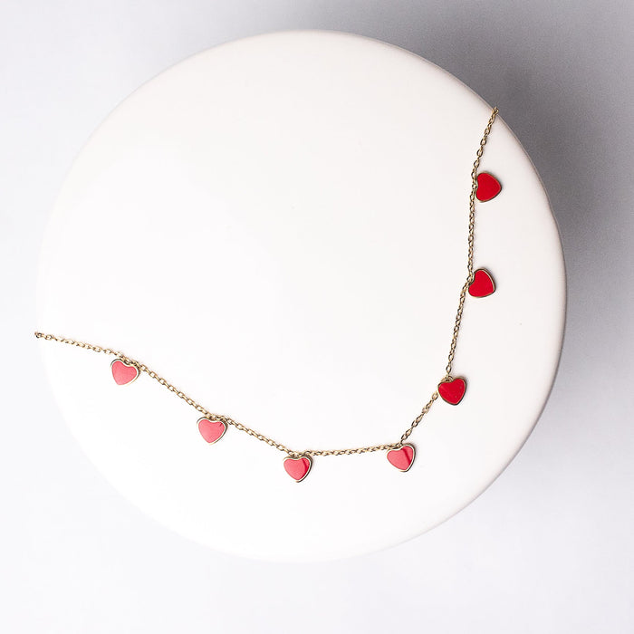 Elise Red Enamel Heart Necklace--Lemons and Limes Boutique