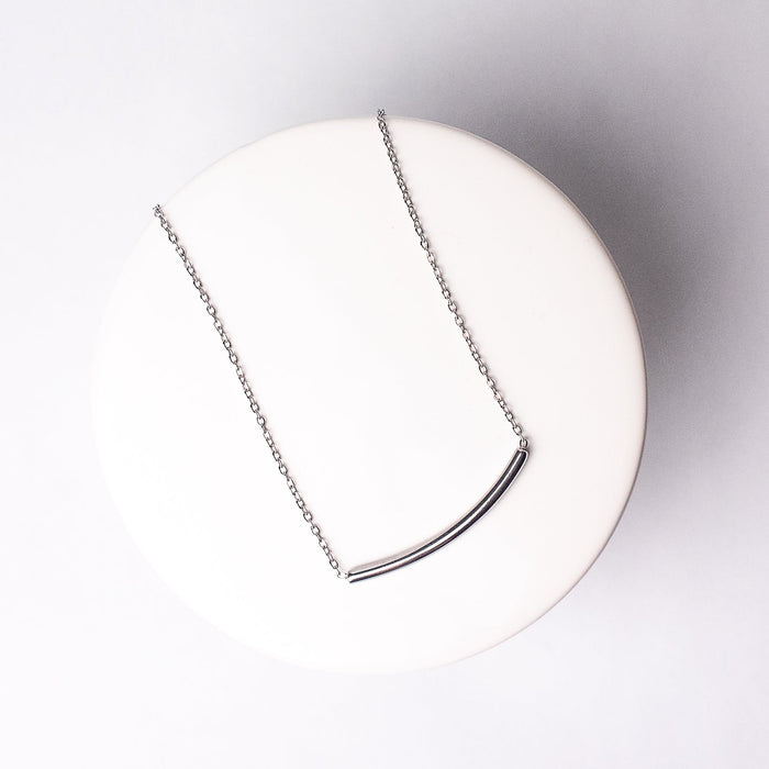 Curved Bar Necklace in Silver--Lemons and Limes Boutique
