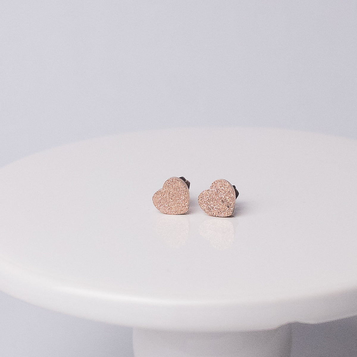 Shimmer Heart Studs in Rose Gold--Lemons and Limes Boutique