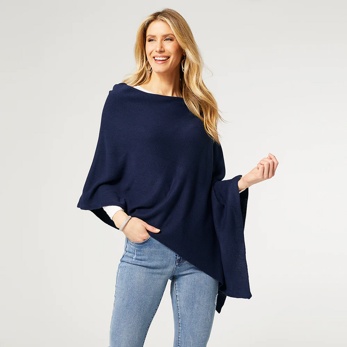 Lightweight Poncho in Navy--Lemons and Limes Boutique
