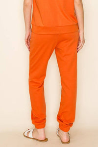 Drawstring Elastic Waist Joggers with Side Pockets in Orange-Lemons and Limes Boutique