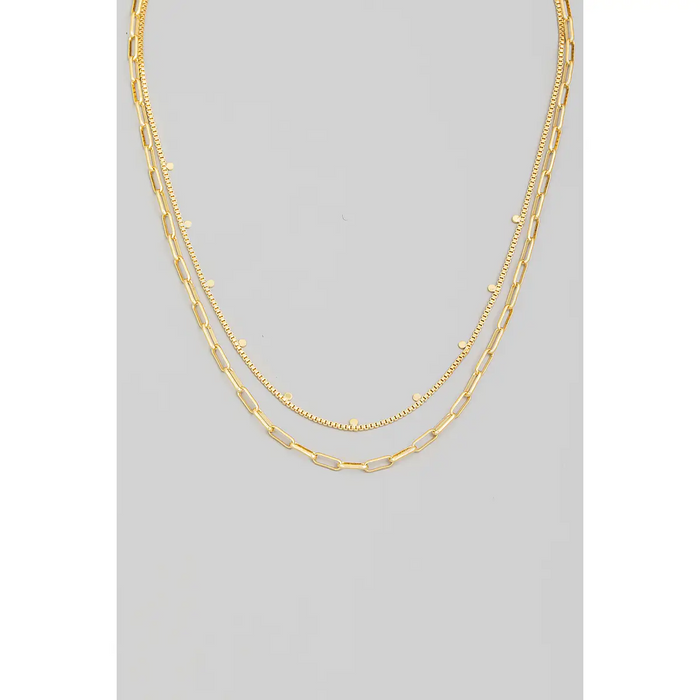 Gold Dipped Mixed Chains Necklace-Lemons and Limes Boutique