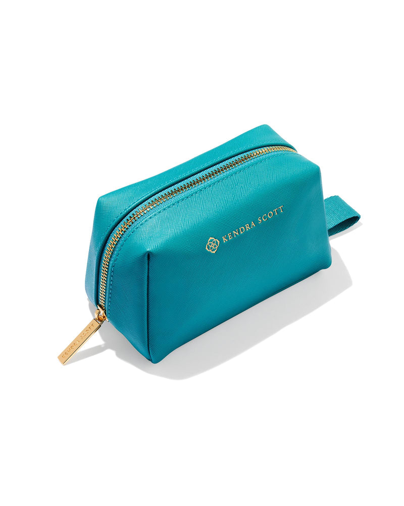 Small Cosmetic Zip Case in Dark Turquoise by Kendra Scott-Lemons and Limes Boutique