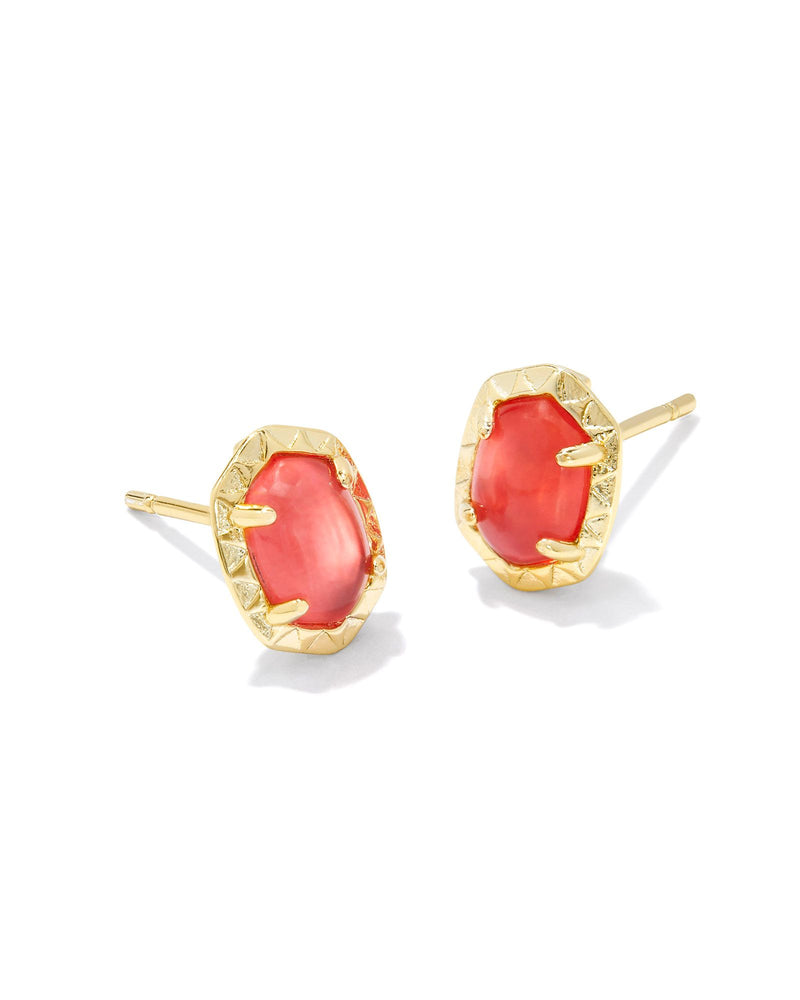 Daphne Studs Earrings in Gold Coral Pink Mother of Pearl by Kendra Scott-Lemons and Limes Boutique
