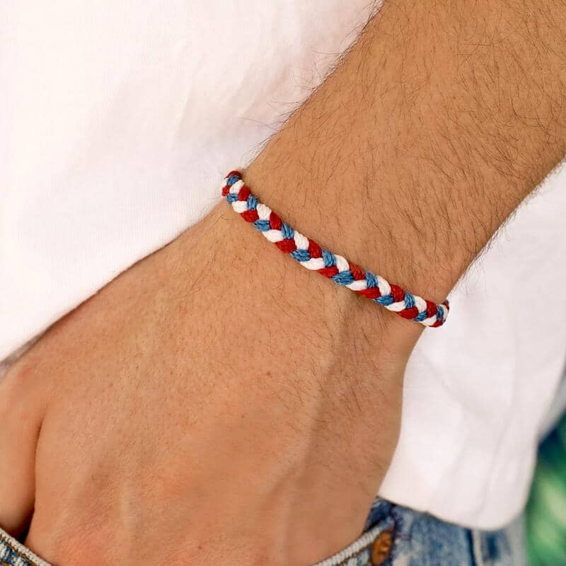 Multi Braided Bracelet in Red White Blue by Pura Vida--Lemons and Limes Boutique