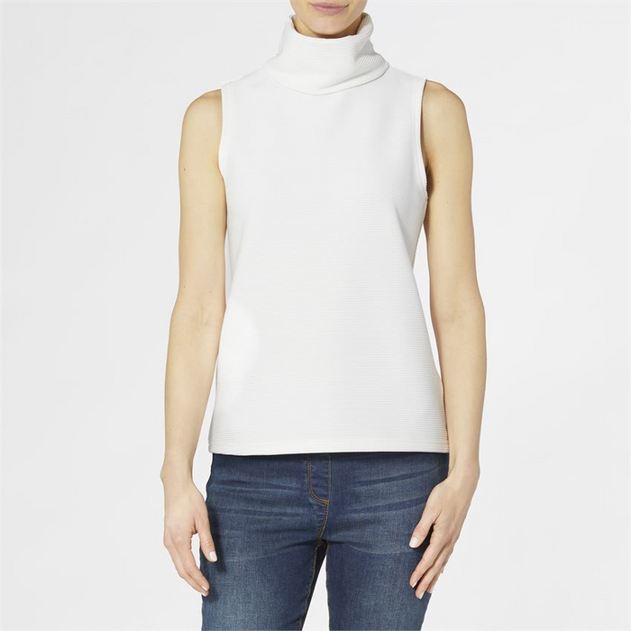 Lyla Sleeveless Ribbed Turtleneck Tank in Off White--Lemons and Limes Boutique